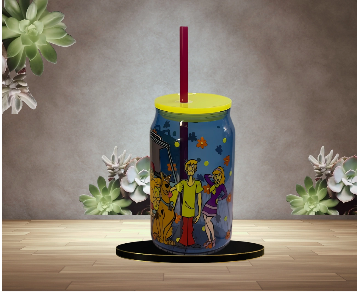 Scooby Doo and the Gang Libby Glass Cup w/Straw