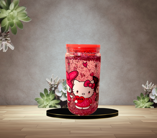 16 oz. Hello Kitty and Friends Snow Globe Glass Libby Cup w/Straw