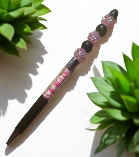 Black and Pink Crystal  Beaded Pen (RTS) Ready to Ship